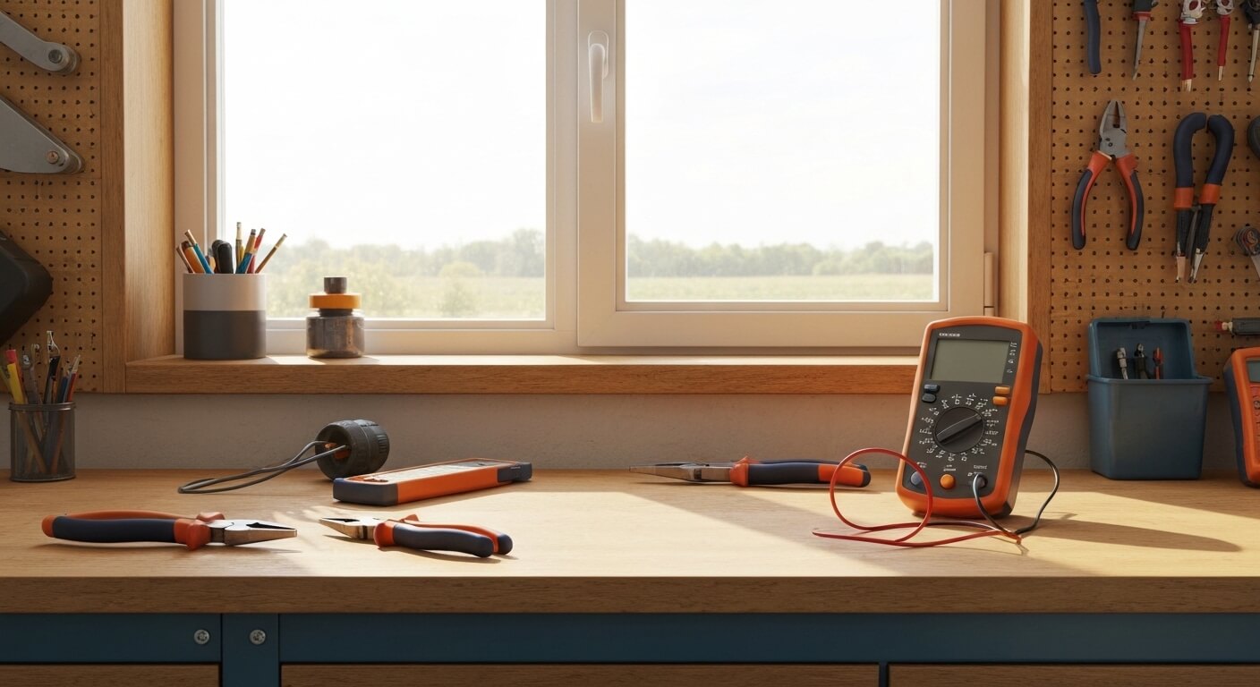 Elektricien aan het werk aan een groepenkast in een modern appartement